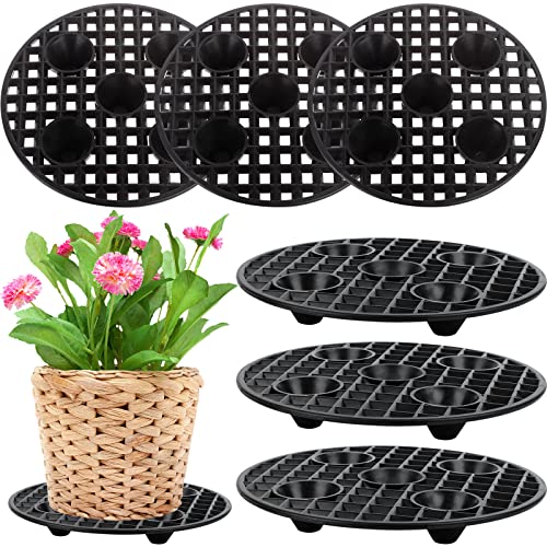 6 Pcs Plant Pot Elevator Heavy Duty Platic Stand Black Round Flower Holder