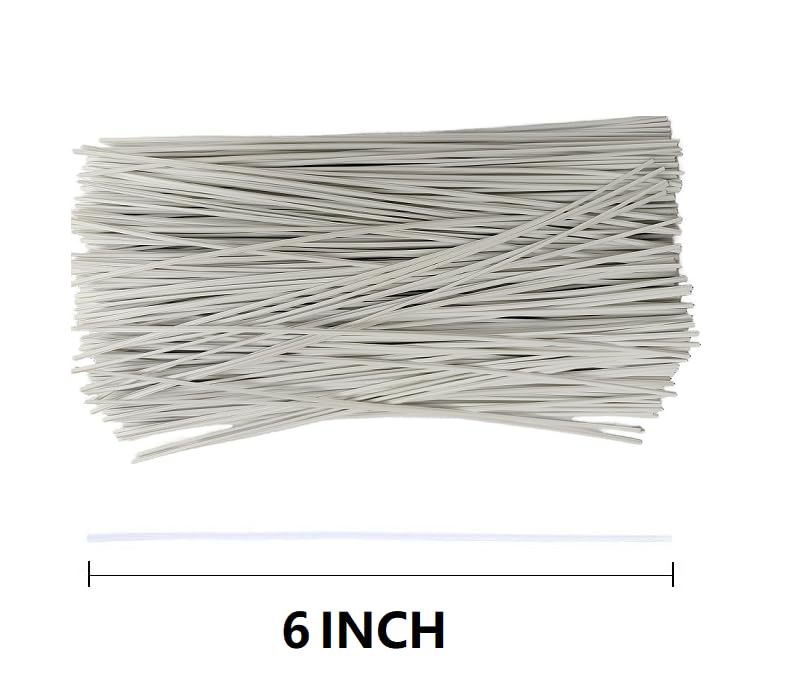 Plastic Twist Ties, Garden Plant Twist Tie Cable Tie, Plastic Cable Ties for Bread Candy Bags, Gift Bags (White,6 Inches) - view 2
