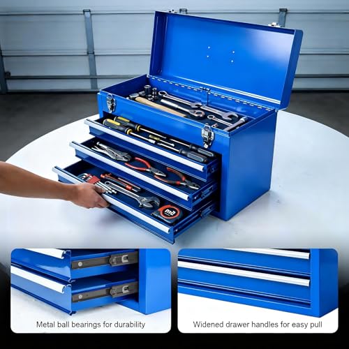 Metal Tool Box, 20.5-inch, Portable Metal Tool Box with 3 Drawers - view 5