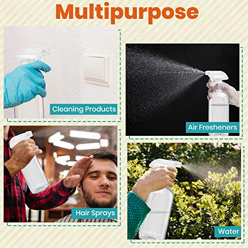 Clear Glass Spray Bottles For Cleaning Solutions (4 Pack) - 16 Ounce, Refillable & Reusable Sprayer for Essential Oil, Water, Kitchen, Hair. Durable Black Trigger Sprayer w/Mist and Stream Settings - view 3