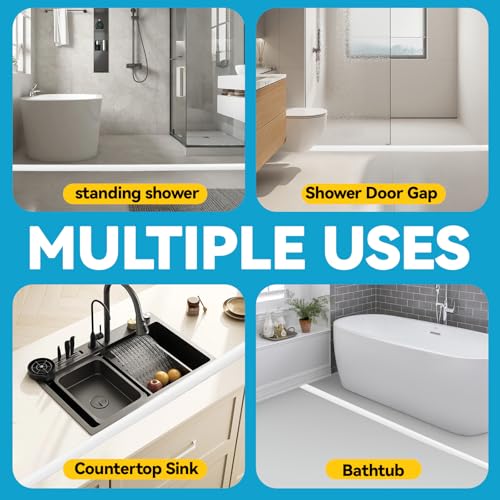 39" Collapsible Shower Threshold Water Dam Shower Barrier Keeps Water Inside Threshold Dry and Wet Separation Retention System Suitable for Bathroom Kitchen Sink Bathtub - view 5