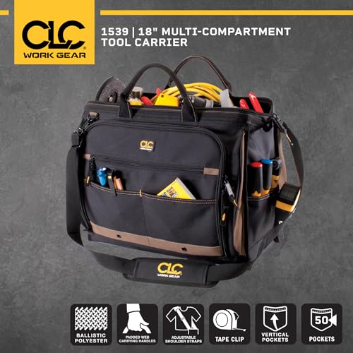 Custom Leathercraft1539 Multi-Compartment 50 Pocket Tool Bag - view 6