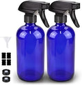 Bontip Glass Spray Bottle, Blue Glass Spray Bottle Set & Accessories Refillable for Plants Window Cleaners Aromatherapy Facial Hydration Watering Flowers Hair Care (2 Pack/16 oz) (Blue)