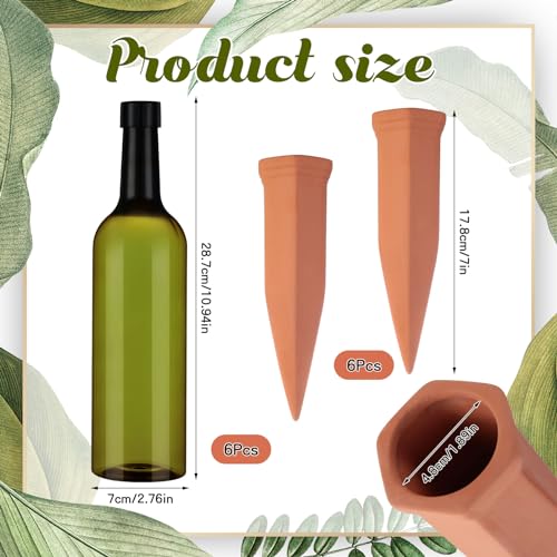 6 Sets Terracotta Watering Spikes,Emerald Green and Terracotta - view 2
