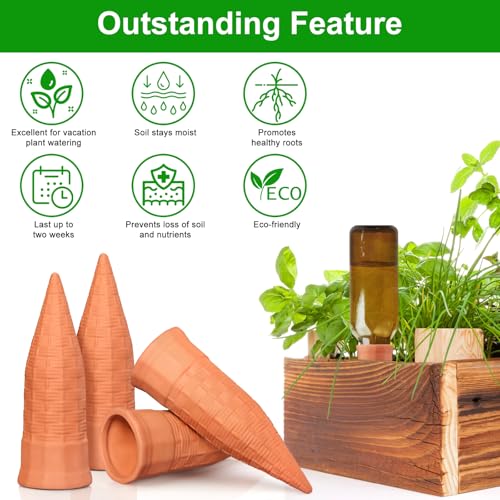 12 Pack Terracotta Watering Spikes, Plant Watering Devices - view 3
