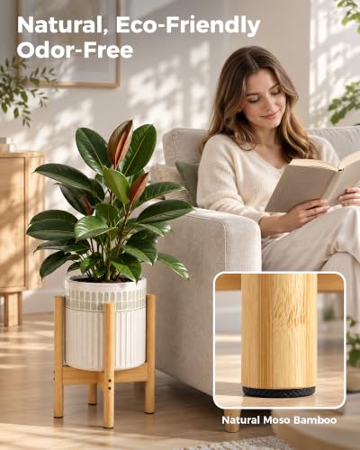 Bamboo Plant Stand Indoor Single Plant Holder 10in - view 3