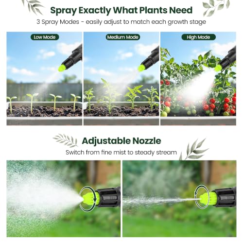 Electric Spray Bottle 2L/0.5 Gallon, 3 Speed Adjustable Battery Powered Garden Sprayer, Rechargeable Automatic Plant Mister with Adjustable Nozzle for Indoor/Outdoor Plants - view 3