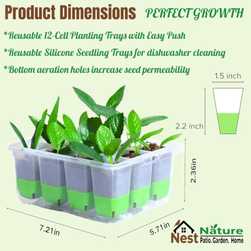 NestNature Silicone Seed Starter Tray, 5-Pack 60 Cells, Root-Safe - view 2