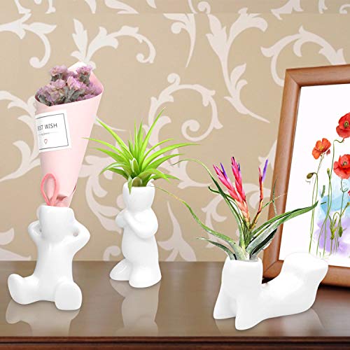 4 Pack Ceramic Air Plant Holder, Cute Air Planter Table Top Display Planters for DIY Planting Home Office Decoration Supplies - view 3