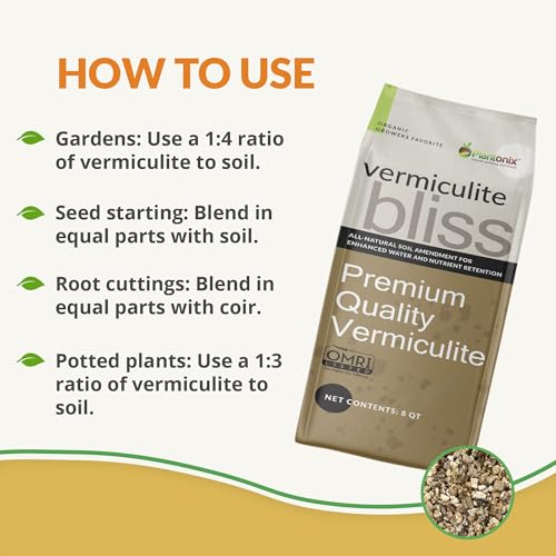 Vermiculite Bliss (8 Qts) - Organic Vermiculite for Gardening - 100% Natural Soil Amendment - Coarse Vermiculite for Plants, Potting Soil, & Seed Starting - Mixes with Garden Soil & Perlite for Plants - view 4