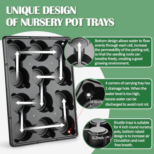 4 Inch 60 Pack Nursery Pots with Humidity Domes & 5 Pack 12 Cell Round Seedling Pot Carrying Trays, Sturdy Seeds Starter Pot Germination Set, Small Planter Nursery Propagation 5 Sets - view 3