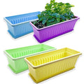 4 Packs 17 Inch Rectangular Window Flower Box Planter with Tray for Balcony, Windowsill, Garden