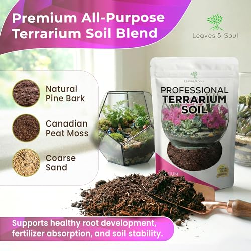 Professional Terrarium Soil Mix 2.2 Quarts Ready to Use, Premium Terrarium Potting Soil for Succulents Cactus Aloe Plants, Pine Bark Peat Coarse Sand, Well Draining Terrarium Mix Made in USA - view 3