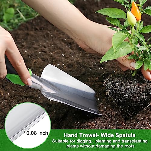 Garden Tools Set, 3 Pack Garden Shovel, Transplant Trowel, Hand Rake Green - view 4