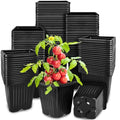 100Pcs Square Plant Nursery Pots,3.5 Inch Plastic Pots with Drainage Holes,Reusable Seed Starter Pots for Flowers,Vegetables,Garden Planting,Transplanting,Succulents,Cuttings(Black)