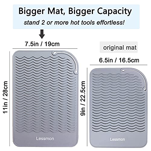 Large Heat Resistant Mat for Hair Styling Tools, 11 x 7.5 in, Grey - view 3