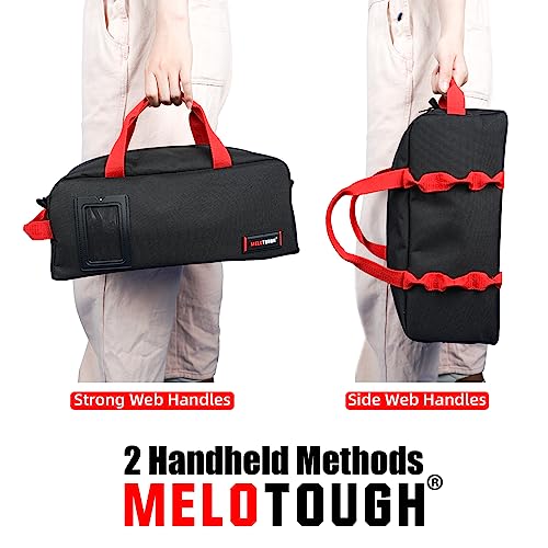Small Canvas Tool Bag Tool Tote Bag with Zipper Utility 14 Inch Tool Organizer Bags for Electrician,Construction,Plumbing,HAVC (Black 2 Packs) - view 4