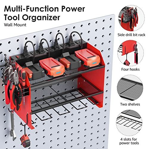 Wall Mount Modular Tool Charging Organizer, Red, 1 Pack, 3 Tier. - view 5