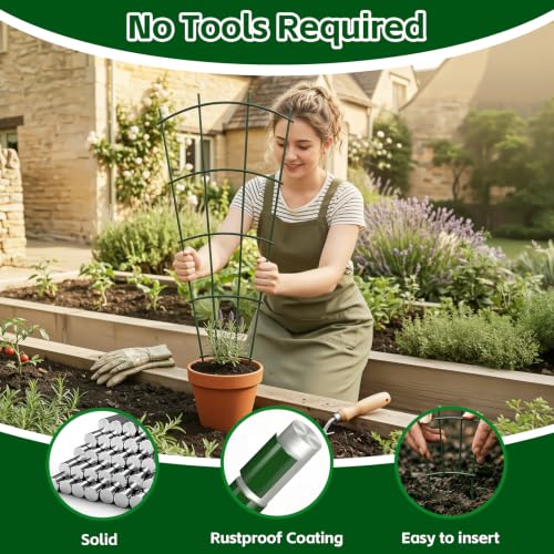 24" Metal Plant Trellis, Climbing Plant Support, 4 Pack (Green) - view 2
