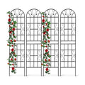 4 Pack Metal Garden Trellis 86.7" Tall Outdoor Climbing Plant Support for Roses, Flowers, Rustproof Durable Black Galvanized Tube, Lawn Garden Fence Decor Screen (4, Black curves-86.7" H)