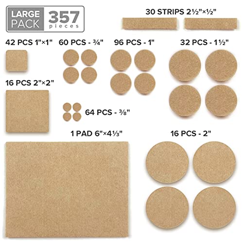 357 pcs Beige Felt Furniture Pads - Hardwood Floor Protectors - view 5