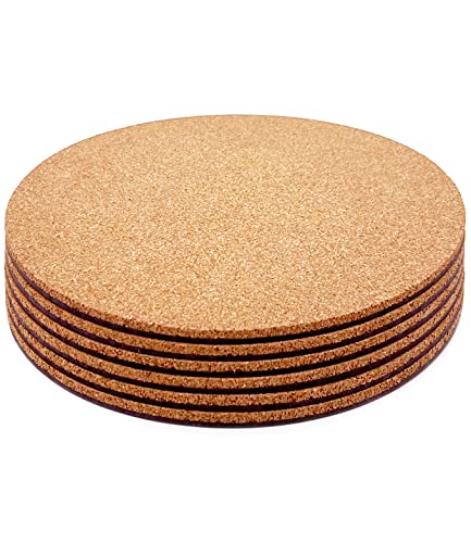 Cork Plant Coasters, Double Layers Cork Plant Mats, 6 Inch, 6 Pcs