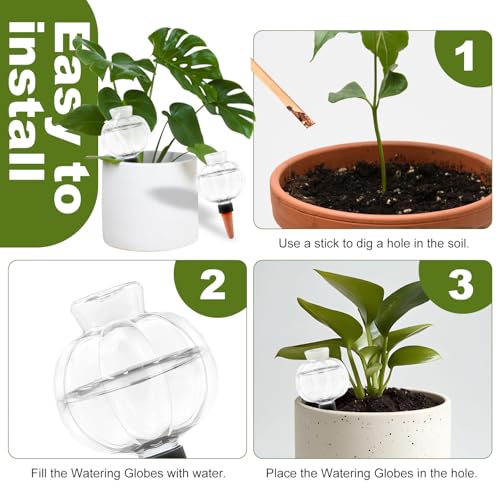 4 Pcs Plant Self Watering Globes, 17oz Large Plastic Water Bulbs Top Fill Watering Globes Slow Release Terracotta, Water Spikes Stakes for Indoor and Outdoor Plants (Clear) - view 3