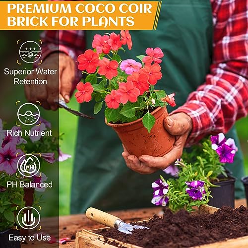 Organic Coco Coir 1 Pcs Compressed Coconut Coir Brick Coconut Fiber Husk Substrate Mulch Coconut Bark Core Growing Medium Peat Moss Soil High Nutrition for Plants Gardening Seed Starting Soil Mix - view 3