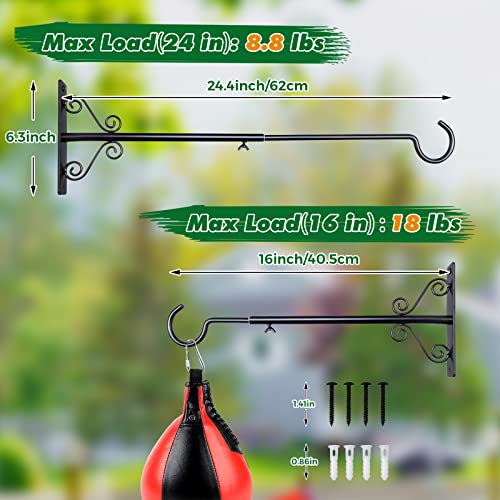 Bird Feeder Hanger 16-24", Adjustable Hanging Plant Brackets, Black - view 6
