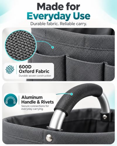 Cleaning Supply Caddy for Clean Products, Foldable Gardening Storage Bags, Portable Cleaning Caddy with Handle, 17L Clean Organizer with 6 Pockets for Home Garden(#D,Drawstring Top) - view 6