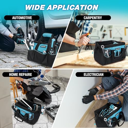 13" Small Tool Bag with 9 Pockets, Wide Open Tool Carrier - view 7
