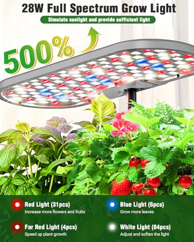 Hydroponics Growing System Kit, 16 Pods Indoor Garden with 28W Full Spectrum LED Grow Light, Auto Timer, 3 Smart Light Modes, 8L Large Herb Garden, Ideal Gardening Gift for Women, Men (Gray) - view 2
