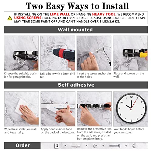 Broom Holder Wall Mount, 5 Racks 4 Hooks Heavy Duty Mop Organizer - view 5