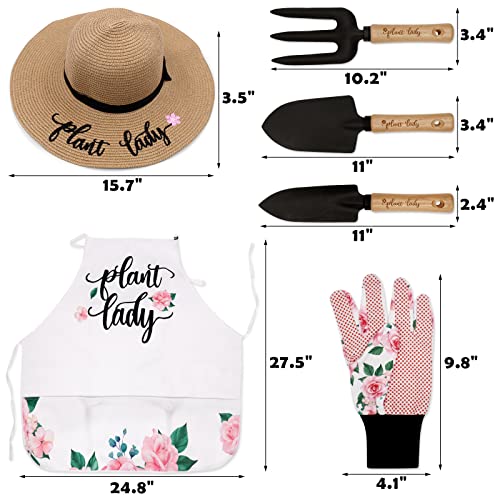 Plant Lady Gardening Tool Gifts for Mom Gardening Tools Kit Planting Tools Straw Hat Floral Apron Glove for Her Mother Spring Grandmother Plant Lover Gift Horticulture Starter - view 4