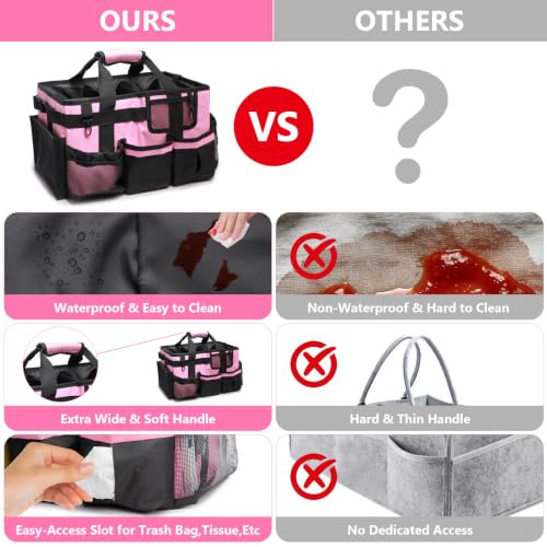 Large Wearable Cleaning Caddy Bag, Pink Tool Bag with Adjustable Shoulder Straps & Divider, 14 inch Cleaning Supplies Organizer for Housekeepers & Cleaners - view 2