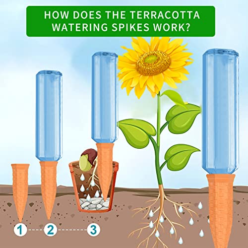 12 Pack Terracotta Watering Spikes, Vacation Self Watering Stakes - view 5