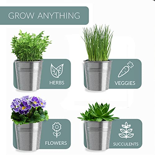 Indoor Herb Garden Planter Pots Set/3 (Galvanized) - view 6