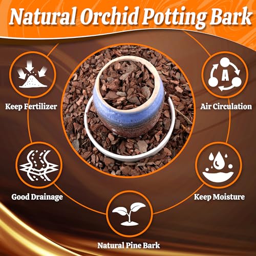 Orchid Potting Bark-3QT Organic Orchid Bark for Plants, All Natural Pine Bark Wood Chips Orchid Bark Potting Mix for Houseplant Mulch, Help Orchid Plants Root Health Development - view 2