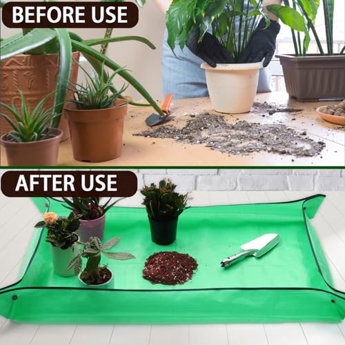 Plant Repotting Mat,Extra Large Waterproof Potting Mats,Foldable Potting Mat for Indoor Plant Transplanting and Dirt Control,Portable Gardening Mats for Repotting(43''*30'',Green) - view 2