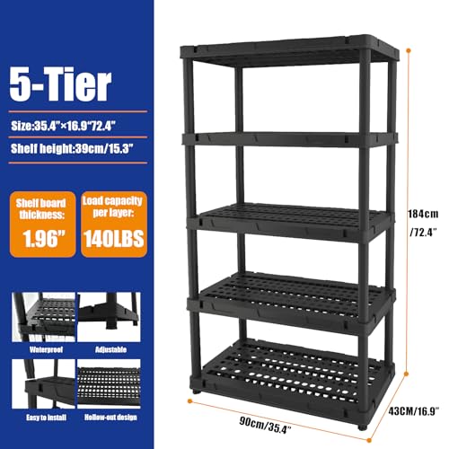 Plastic Storage Shelves, Heavy Duty Shelving Units, 700LBS - view 3