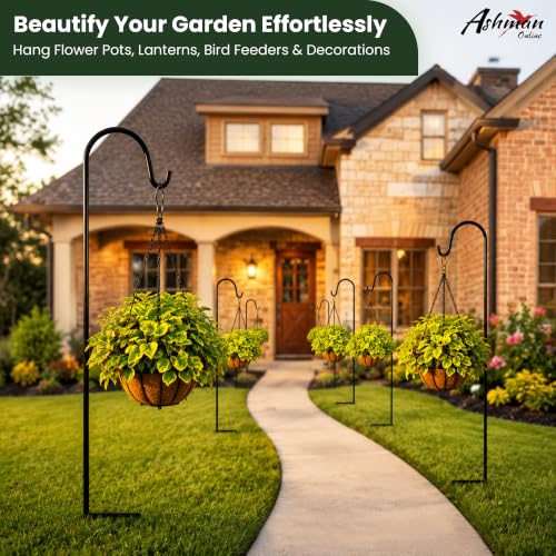 Ashman Shepherds Hook 10 Pack Black, 35 Inches Tall, Made of Premium Metal for Hanging Solar Light, Bird Feeders, Mason Jars, Garden Stake and Wedding Décor. - view 2