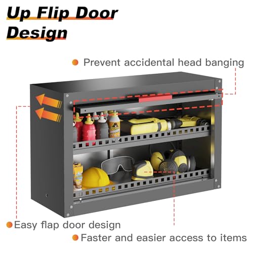 Metal Garage Wall Cabinet,Garage Storage Cabinet with Up Flip Door - view 4