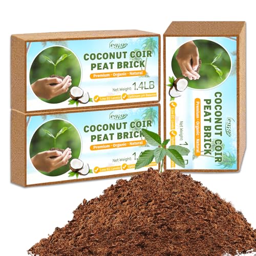 3 Pack Organic Coco Coir Brick for Plants, Natural Coconut Coir Soil
