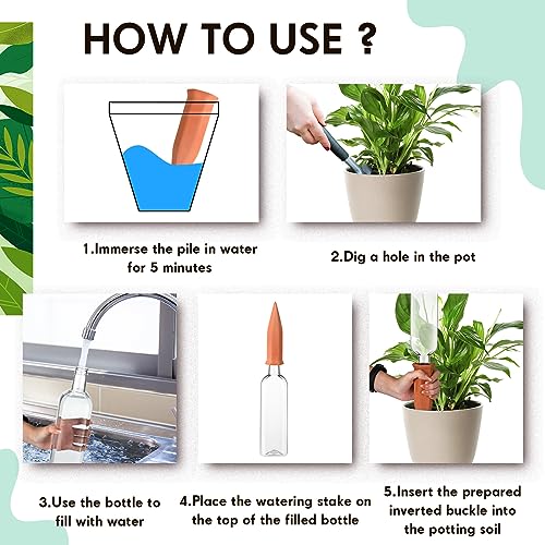 12 Pcs 34oz Plant Watering Devices Self Watering Spikes and Bottles - view 4