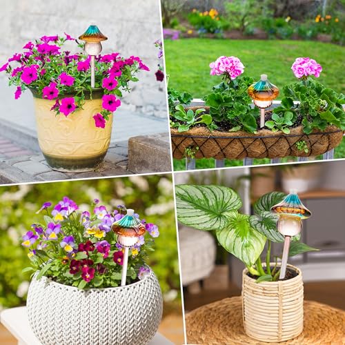 Self Watering Globes for Plants 4 Pack Mushroom Glass Plant Watering Globes - view 3