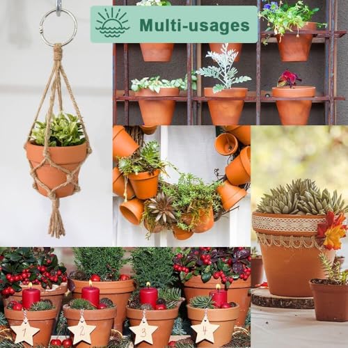 4 Inch Terracotta Plant Pots with Saucer - 6 Pack Clay Flower Pots with Drainage, Great for Plants, Crafts, Wedding Favor - view 5