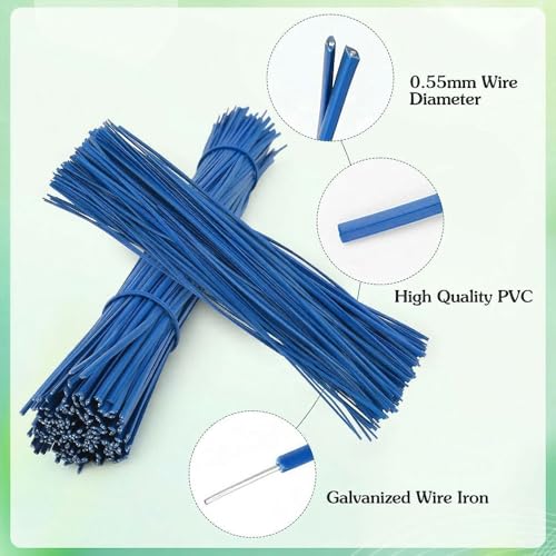 200 PCS Twist Ties for Plants, 7.8 Inch Garden Twist Ties Reusable Blue Cable Tie with Rugged Metal Innercores for Bread Cake Pop Candy Bags Cable Organization Christmas Tree Gardening Decor - view 4