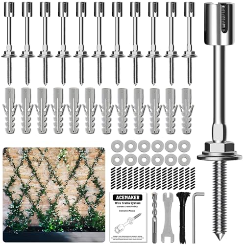 Wire Trellis Kit, 12-Set 5/64” Crosshead Hubs Add-On Kit, No Cable