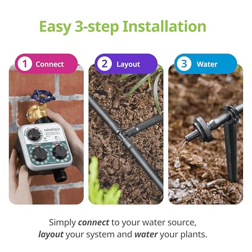 R560DP Drip Watering System, Automatic Drip Irrigation System with Timer for Containers and Hanging Baskets, Waters up to 20 Plants, Includes 20 Drippers, Black - view 5