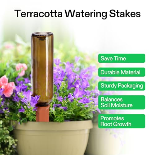 6Pcs Self-Watering Spikes, Hexagonal Terracotta Watering Stakes - view 2